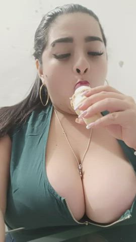 brunette food fetish latina gif