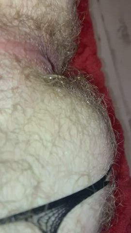 Anal Ass Asshole Dildo Gape Gay Hairy Kinky Panties Solo gif