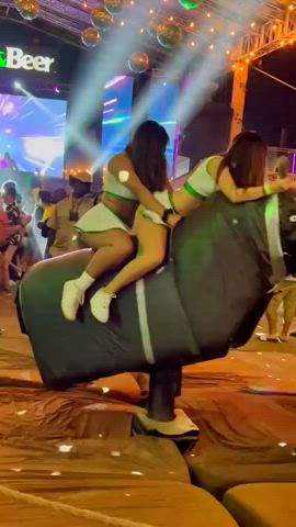 2 Latina Babes on a Bull