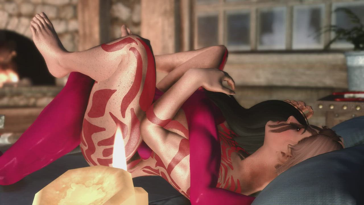 3D Bed Sex Futanari gif