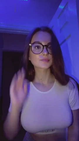 amateur big tits glasses natural tits tease gif