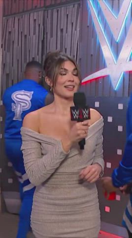 big tits busty cleavage cute dress natural tits pretty wrestling gif