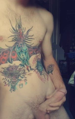 big dick cum masturbating solo tattoo gif