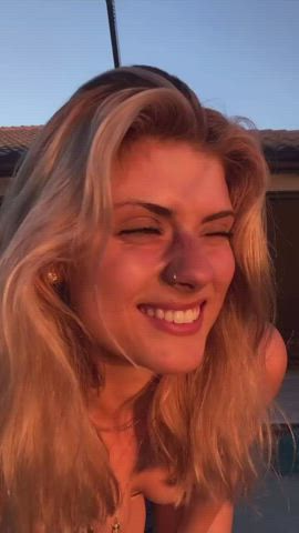 Bikini Blonde Model Outdoor Pierced Piercing Pool Teen TikTok gif