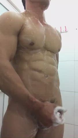 Shower Muscle, Soapy &amp; Stroking