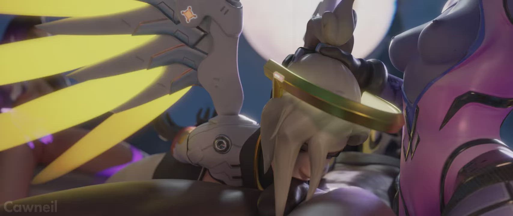 Blowjob Deepthroat Gagging Hair Pulling NSFW Overwatch gif