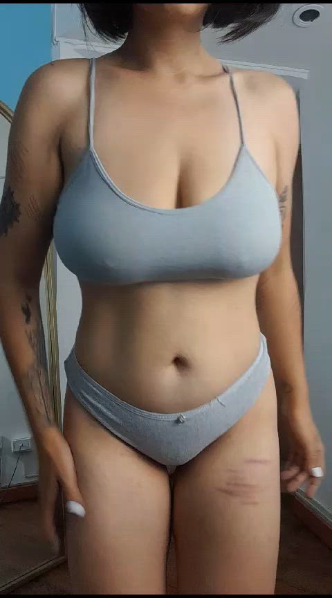 huge tits latina natural tits seduction sensual tits undressing gif