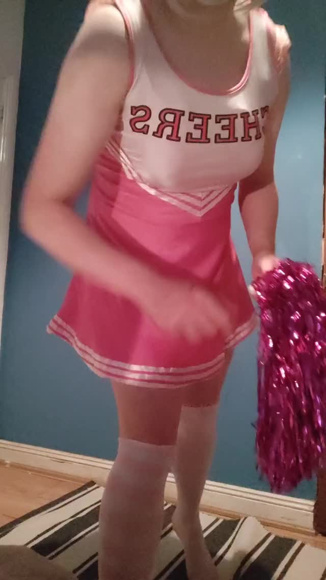 Super humiliating little cheer by a shy Sissy