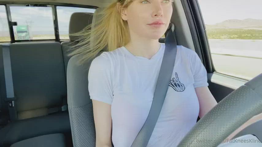 Blonde Car Tits gif