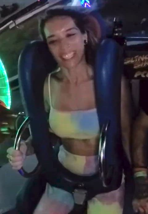 Flashing the camera on the slingshot ride