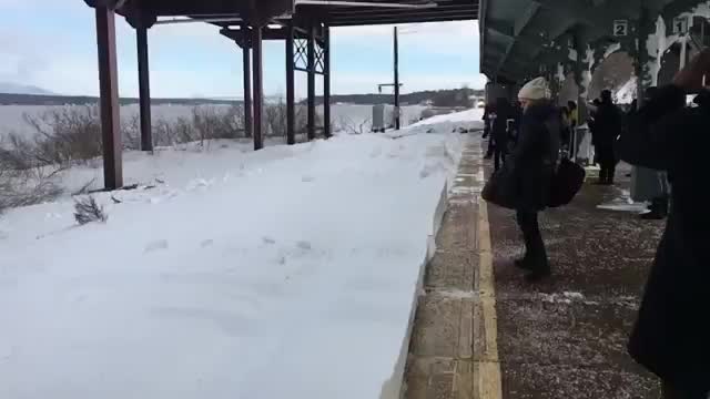 Train Arrives in a snow track