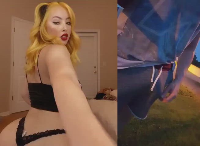 babecock big ass big dick split screen porn goon gif