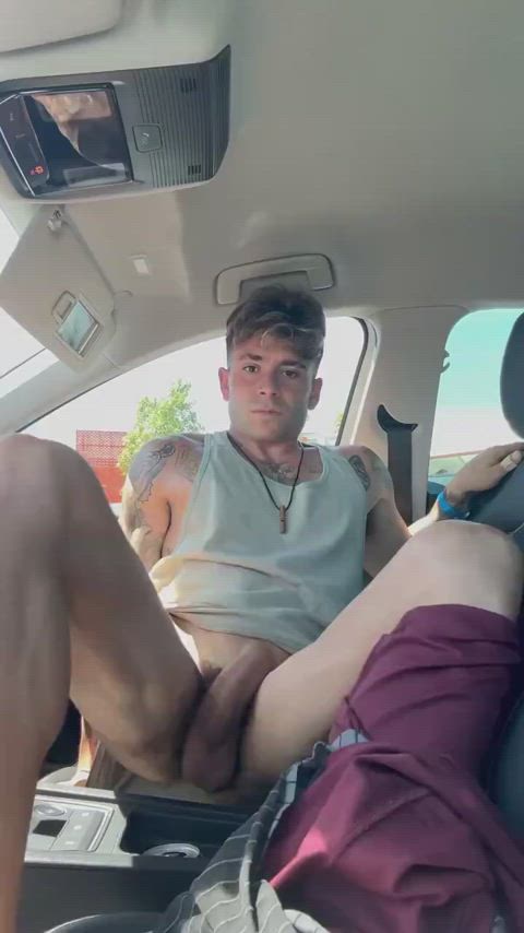 ass amateur cock solo outdoor car gif