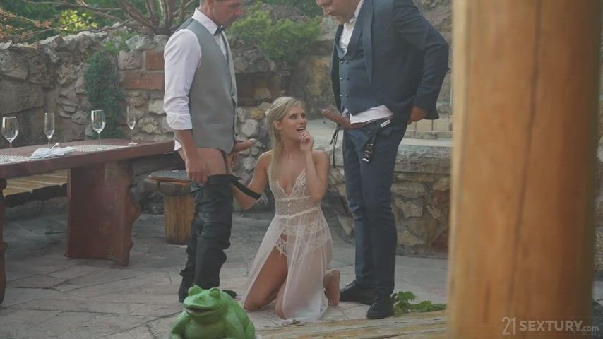 blowjob bride mmf outdoor threesome gif