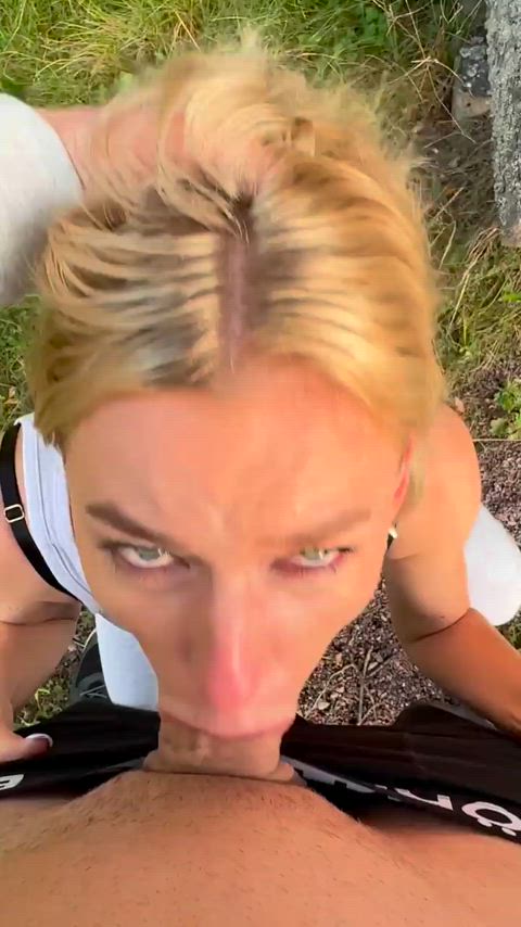 amateur babe blonde blowjob cute deepthroat homemade nsfw pov public exposed-in-public