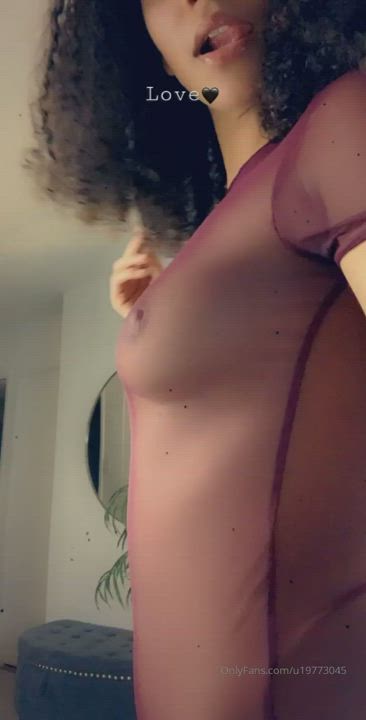 Ebony Sheer Clothes Small Tits gif