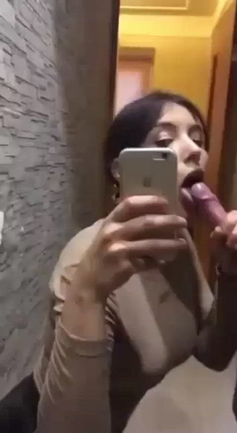 mirror selfie blowjob gif