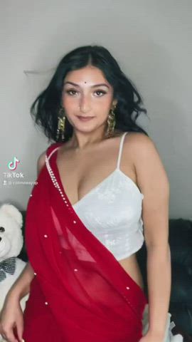 boobs cleavage desi indian saree tiktok gif