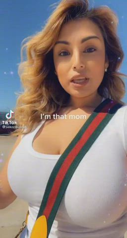 Babe Big Tits Busty MILF Mexican Mom T-Shirt Tease TikTok gif