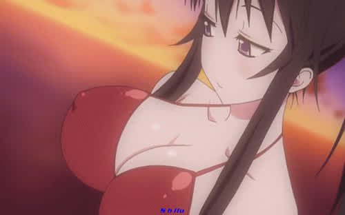 anime big tits bikini boobs ecchi groping nipple play nipples tease tits gif