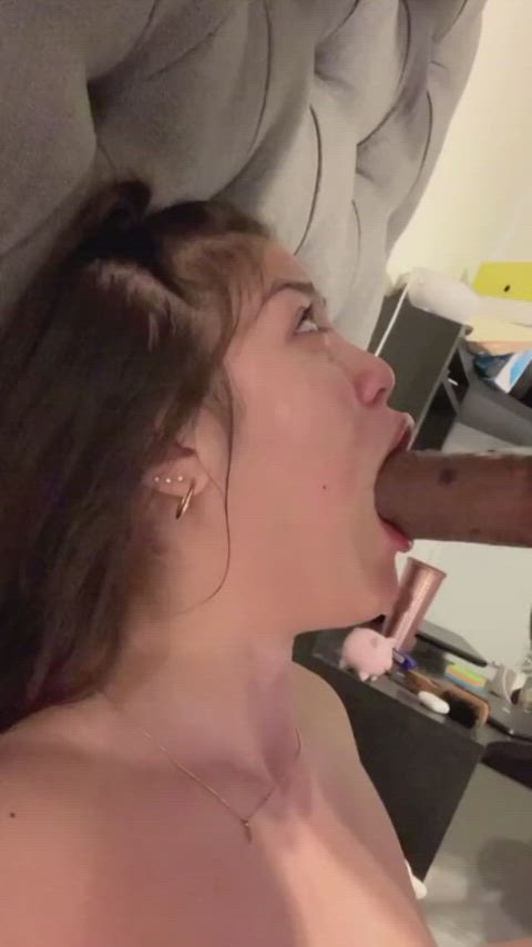 big dick blowjob deepthroat drool drooling face fuck gagging gif