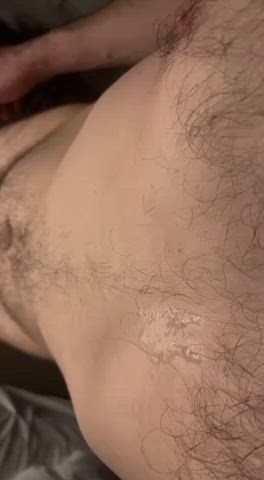 cock cum gay hairy chest hairy cock jerk off masturbating nsfw solo gif