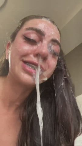 cum face fuck sloppy spit tongue fetish wet wet and messy gif