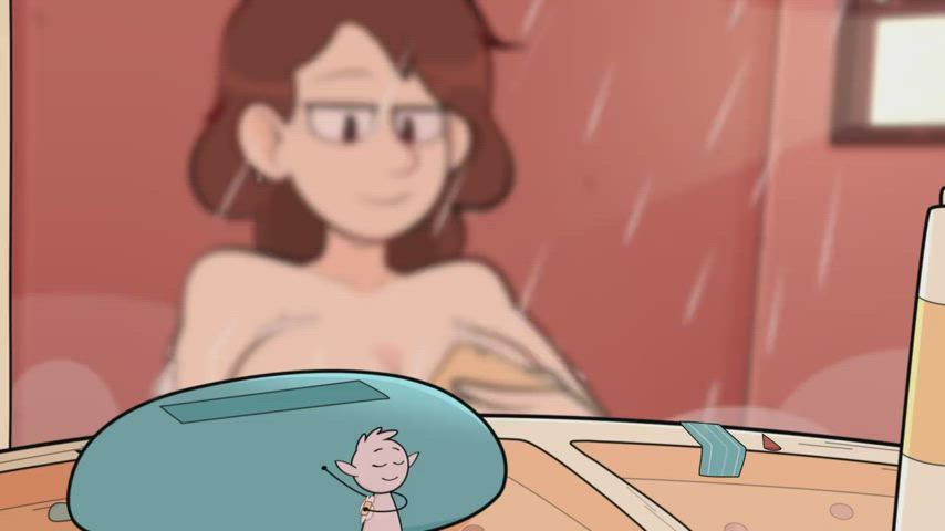 Animation Busty Cartoon MILF Mature Mom Rule34 Shower Solo gif