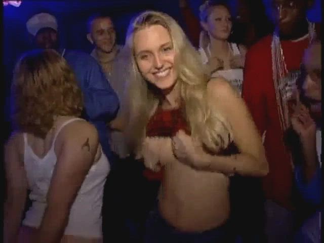 blonde flashing party gif