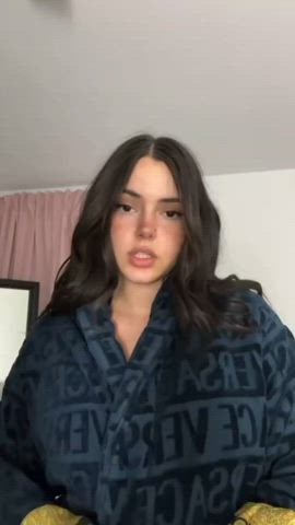 big tits boobs brunette clothed sfw tiktok gif