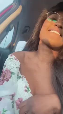 18 years old car ebony glasses nipple piercing public tits gif
