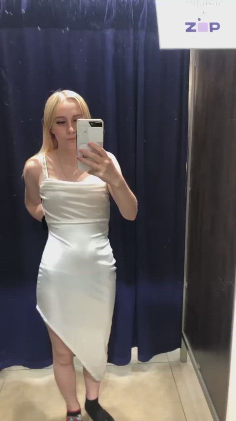 Trying dresses on