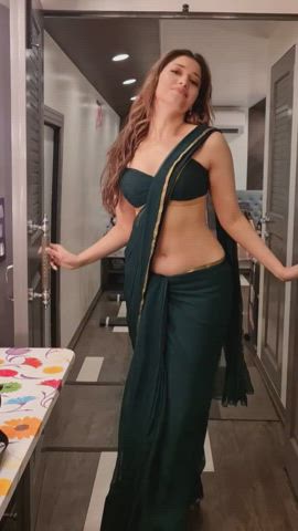 belly button bollywood booty busty celebrity cleavage indian milf saree smile gif