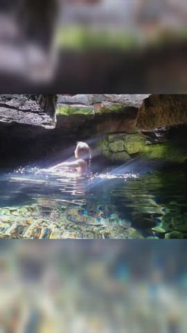 Playing with magical light rays in a sacred lava tube filled with snow melt!💦💫