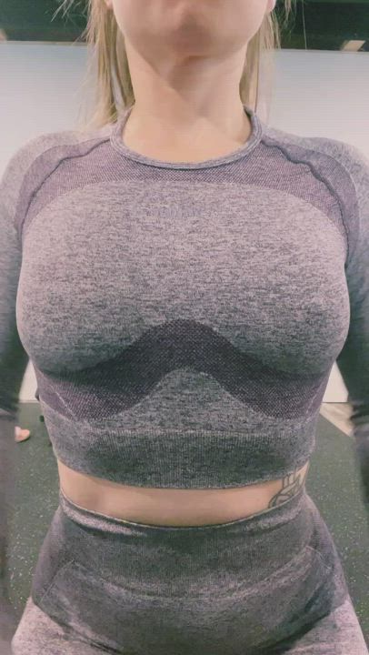 Boobs Slow Motion Tease Yoga Pants gif