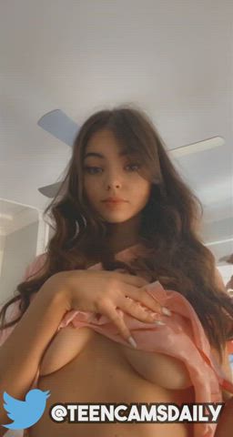 18 Years Old Amateur Cute OnlyFans Petite Small Tits Strip Teen TikTok gif
