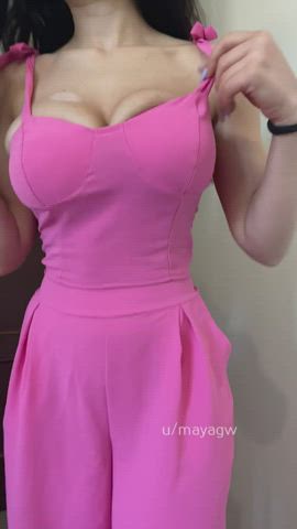 Big Tits Clothed Pink gif