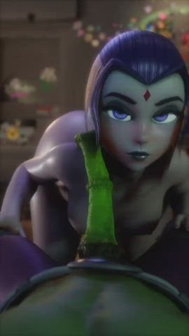 Animation Blowjob Deepthroat Eye Contact Goth Monster Cock POV Superheroine gif