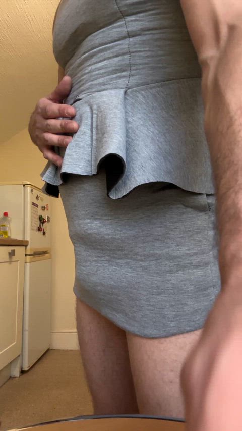 Matching grey thong to go with my grey mini dress 