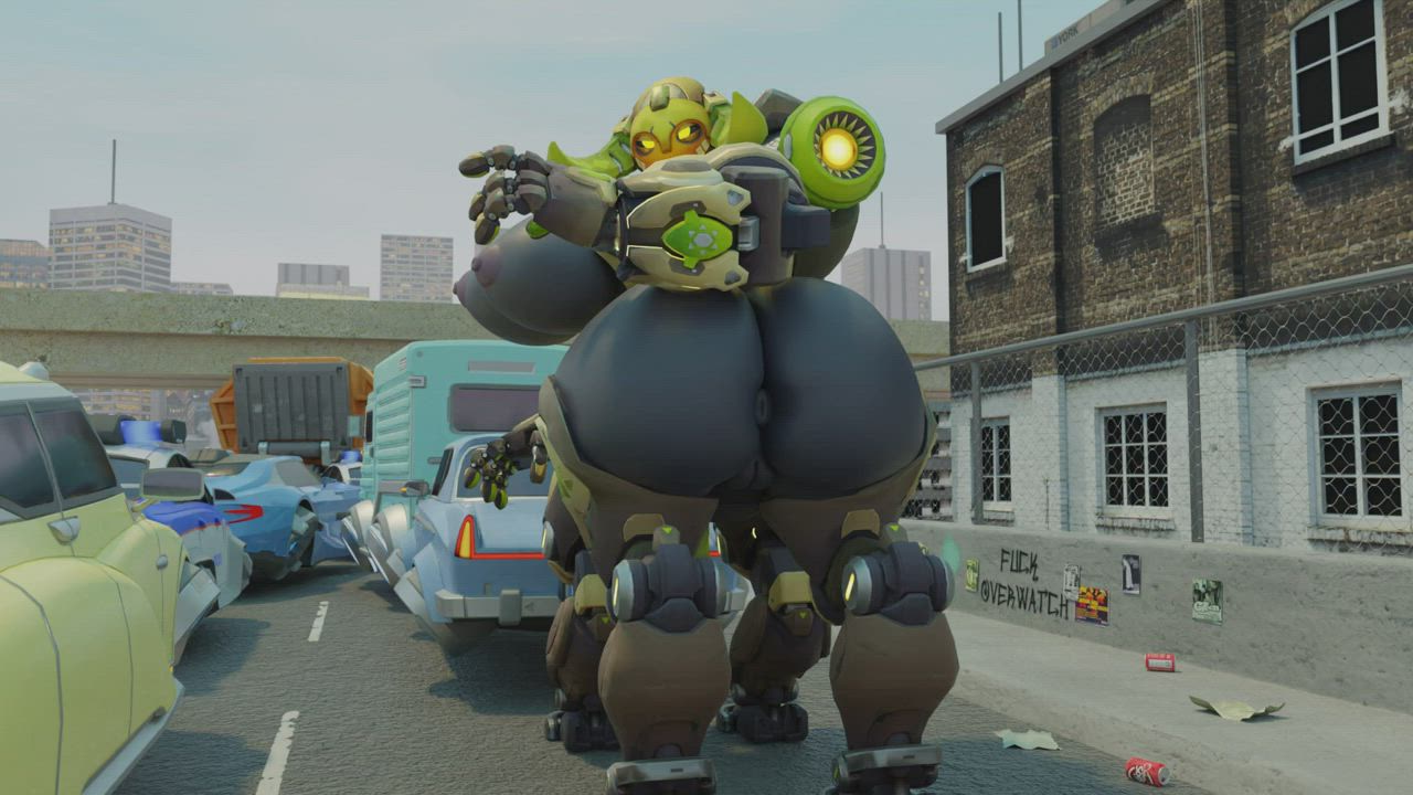 Bubble Butt Huge Tits Overwatch Spanking gif