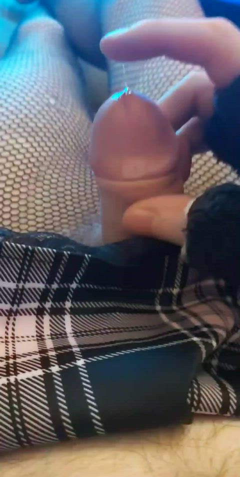 cock femboy fishnet girl dick goth onlyfans precum skirt gif