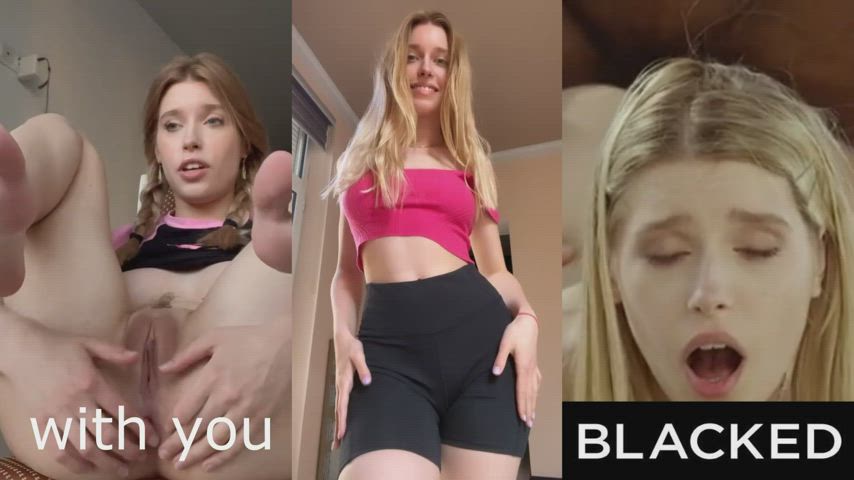 BBC Blowjob Humiliation Split Screen Porn Tease TikTok White Girl gif