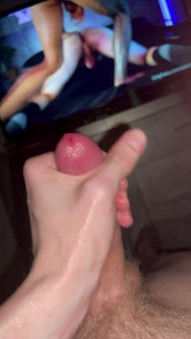 cock cumshot gay jerk off milking onlyfans slow motion twink gif