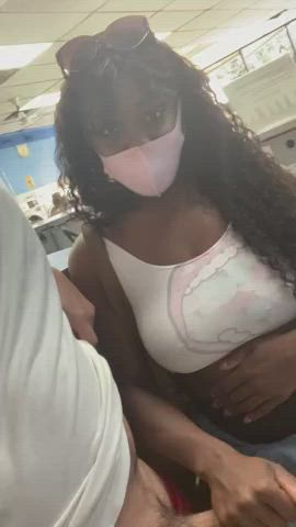 Ebony Handjob Public gif