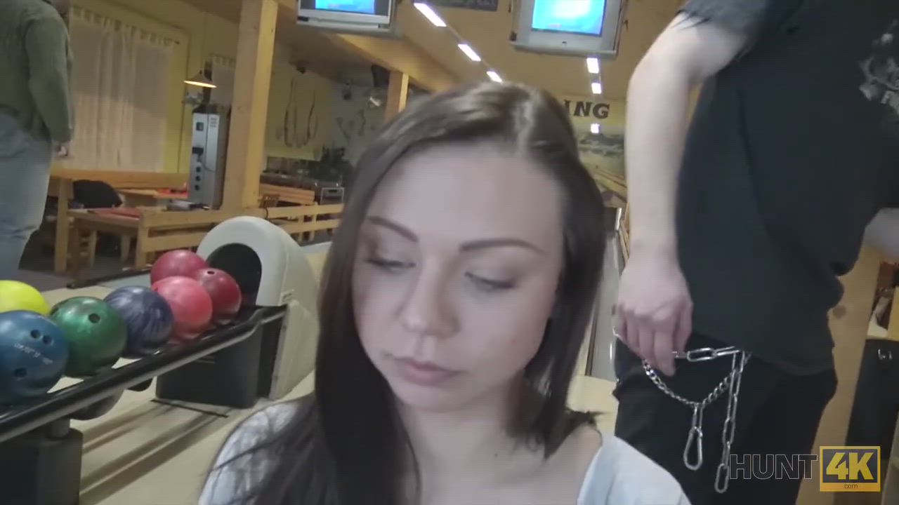 HUNT4K. Cuckold allows guy please his cute GF right in bowling club