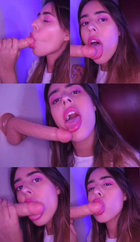 dildo licking long tongue gif