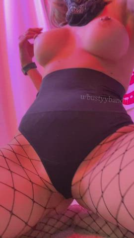 Fingering Fishnet Riding gif