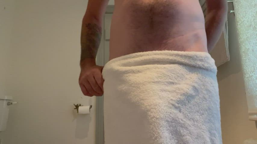 bathroom cock towel gif