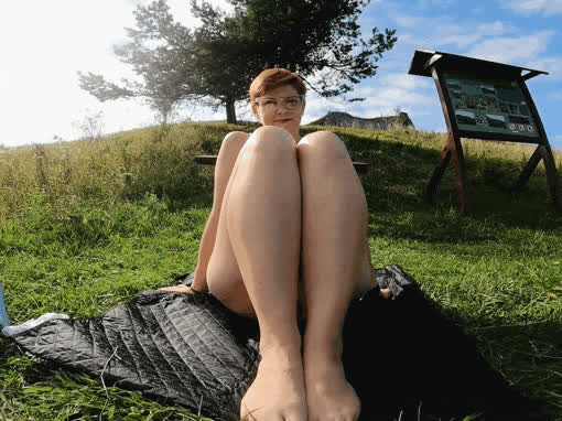 boobs glasses legs legs up redhead gif