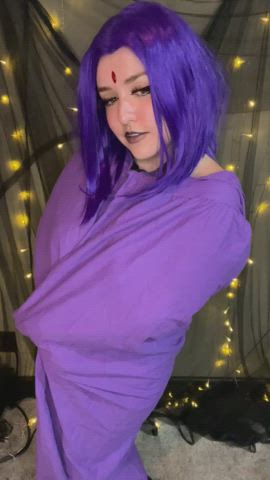 boobs chubby cosplay emo goth raven tease thick tits gif